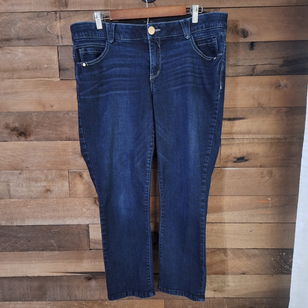 DEMOCRACY "Ab" solution Dark Wash Straight Leg Jeans SZ 16W- short/petite